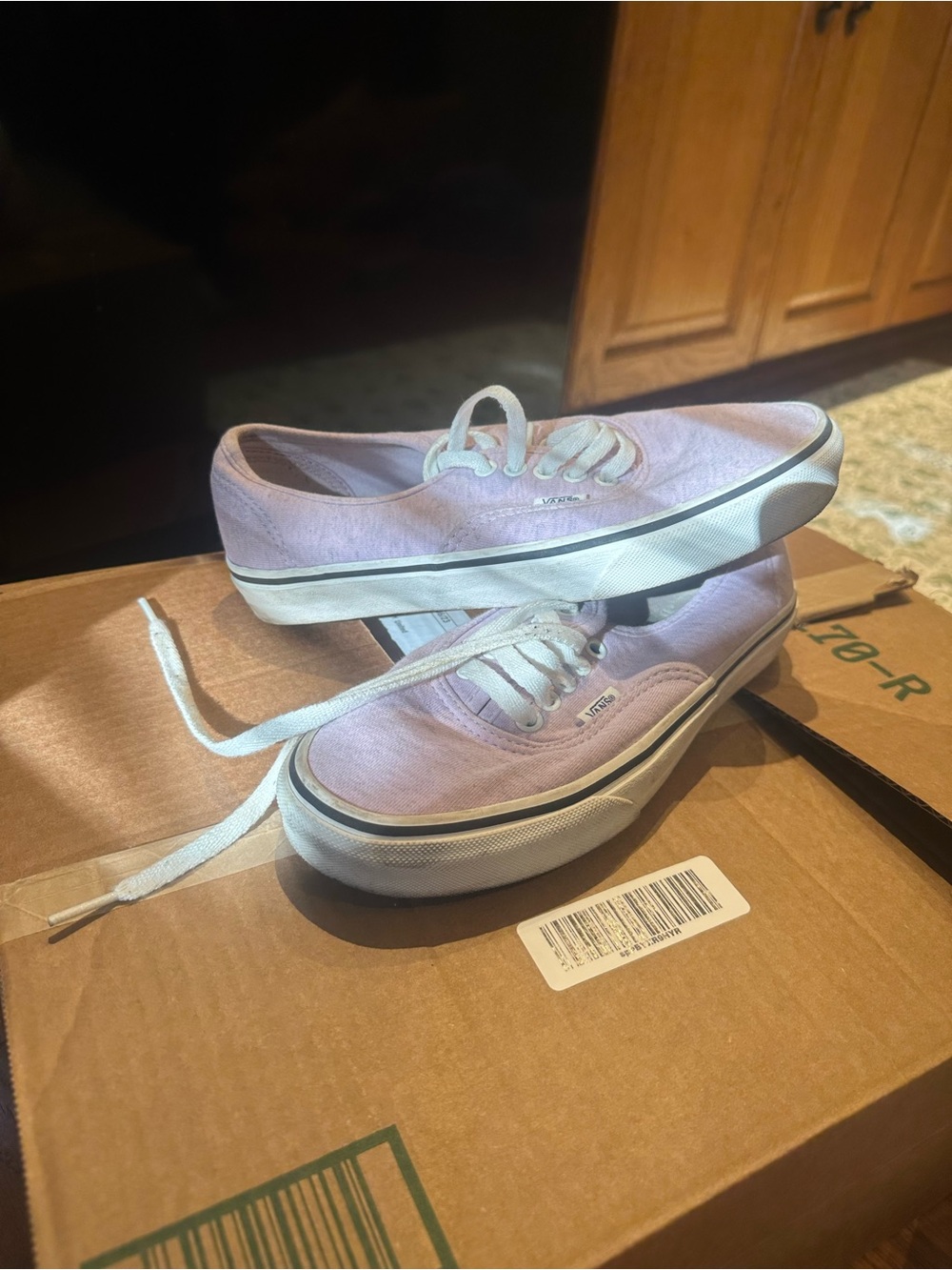 Vans Low Top Sneakers in Pale Lavender and White
